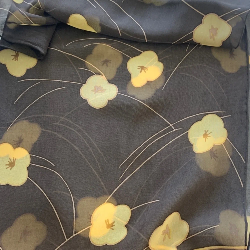 Halston brown and yellow buttercup silk scarf